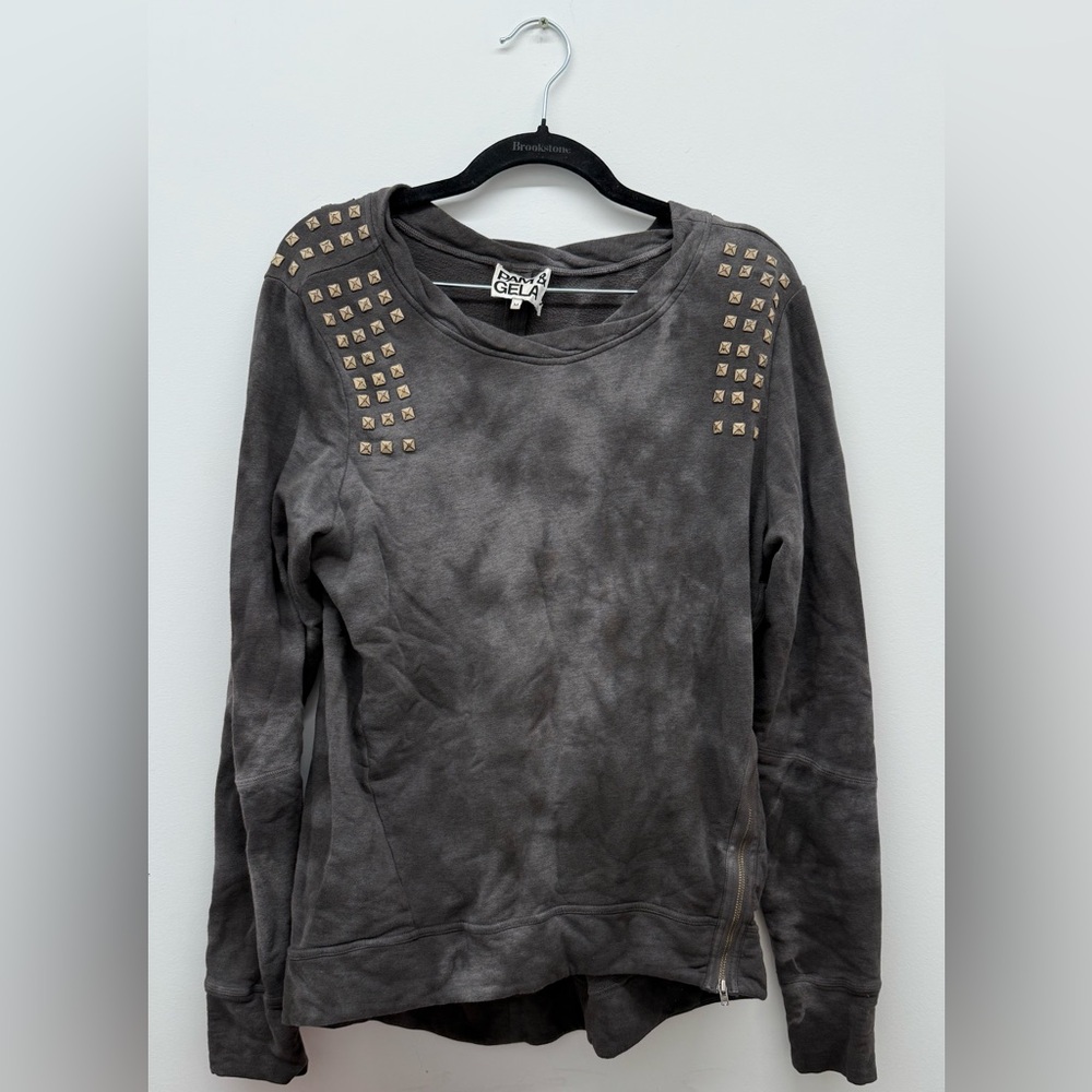 Pam & Gela Gray Size Zip Studded Sweatshirt Sz M
